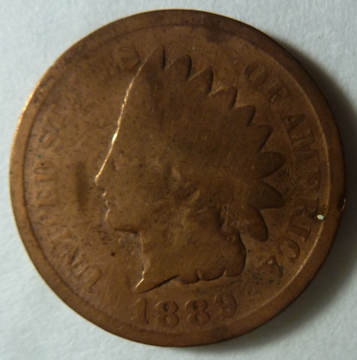 Indian Head Cent 1889 GD inv144 cleaned