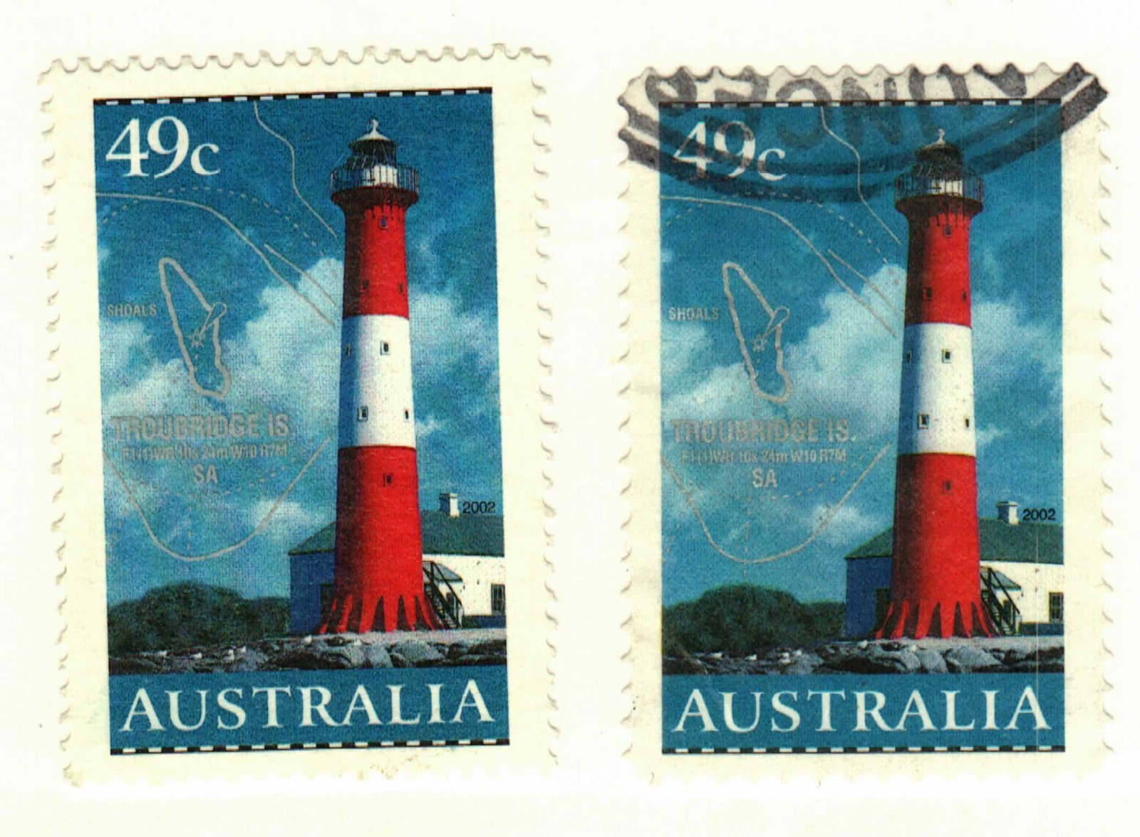 Australia #2048, 2051 used lighthouse