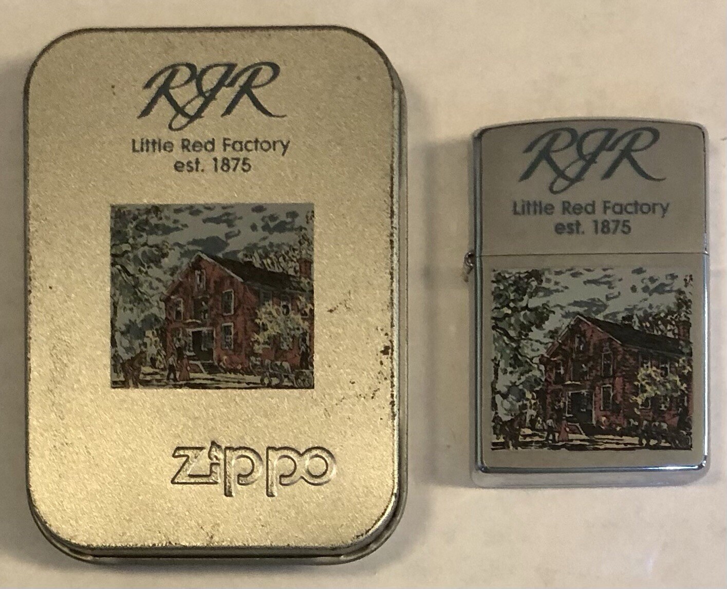 RJ Reynolds Zippo - RJR Little Red Factory - 2000 - Brushed Chrome - Unfired