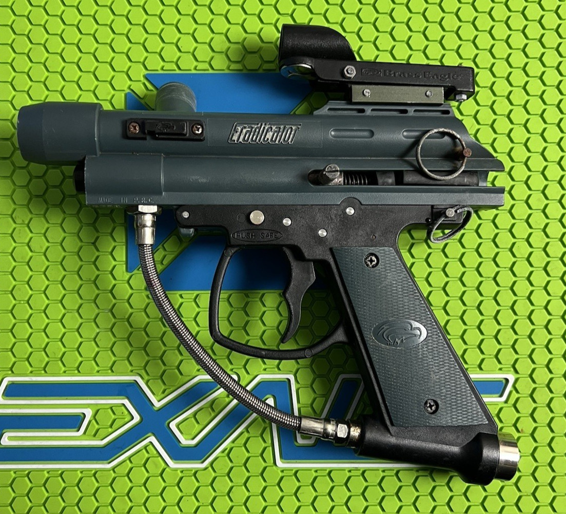 BRASS EAGLE ERADICATOR PAINTBALL MARKER - BLUE - VINTAGE OG (FOR PARTS - READ)