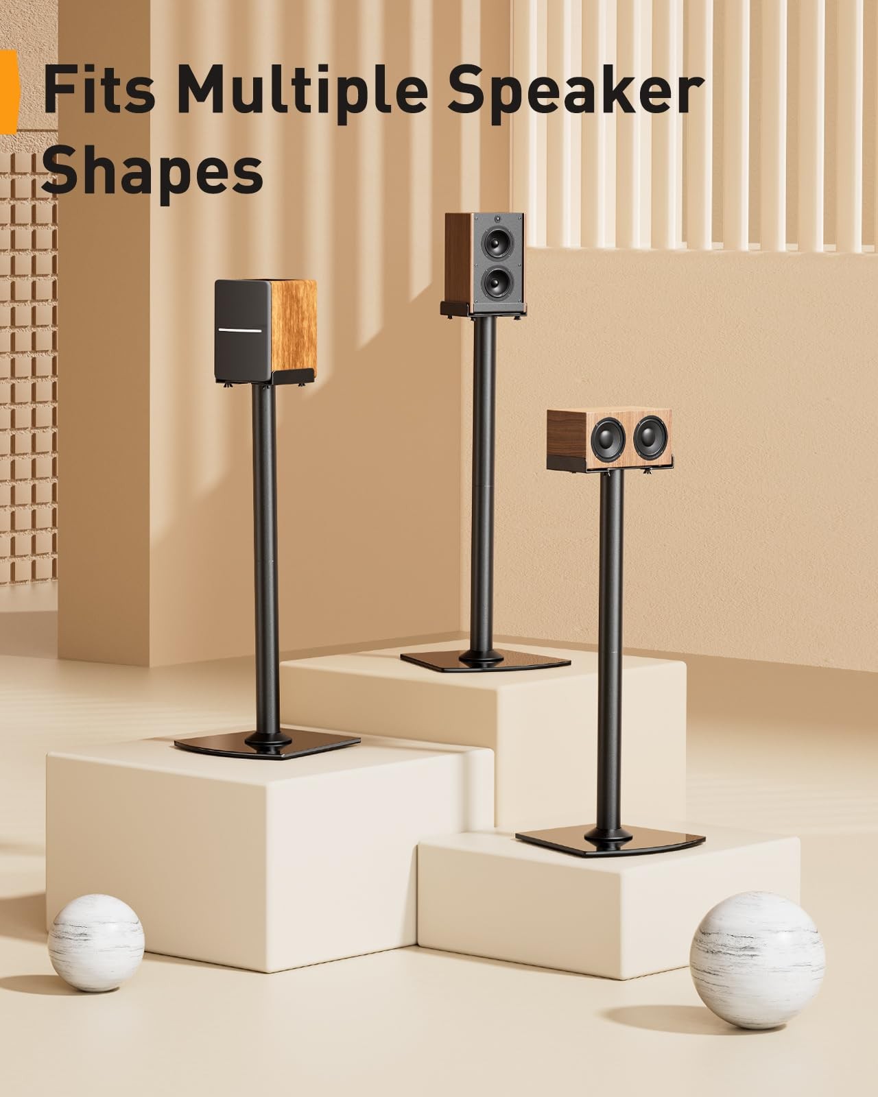 Perlegear Universal Speaker Stands Pair with Cable Management, 33.6 inch Spea...
