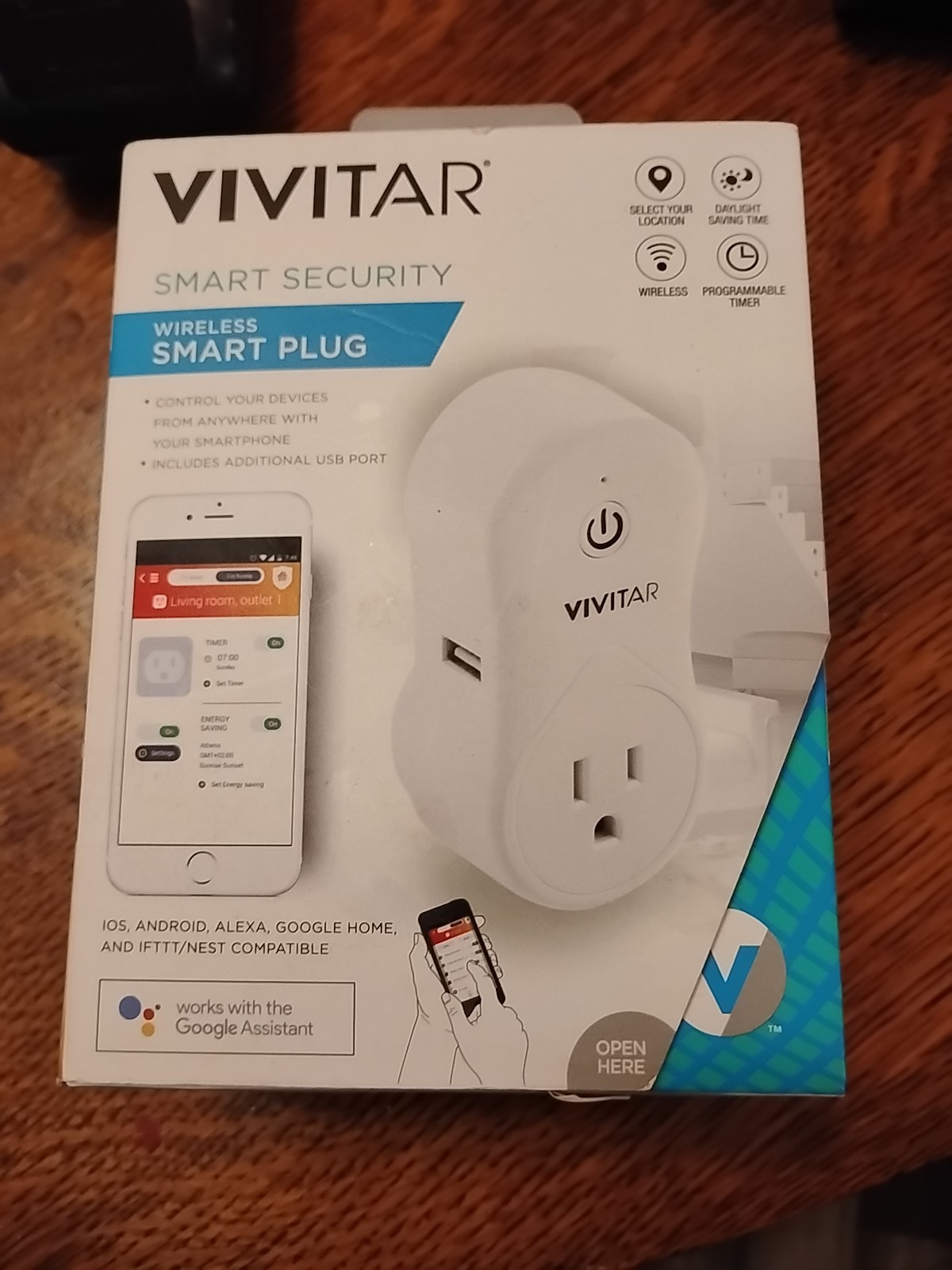 Vivitar Wireless Wi-Fi Remote Plug w/ Smart Home Security System App/USB Charger