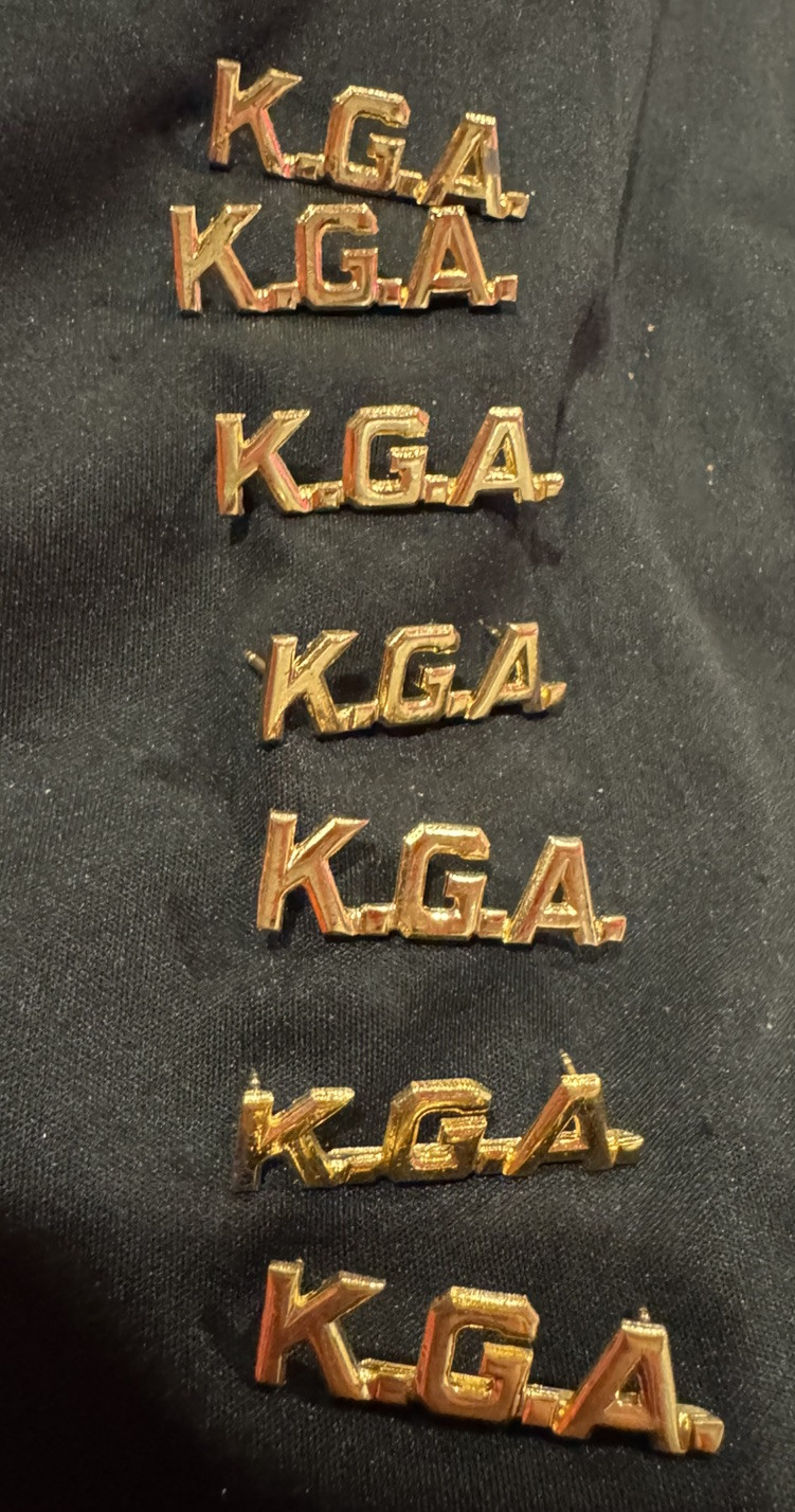 K.G.A. Title Insignia - Collar Uniform Lapel Pin - Clutchback Military Lot Of 7