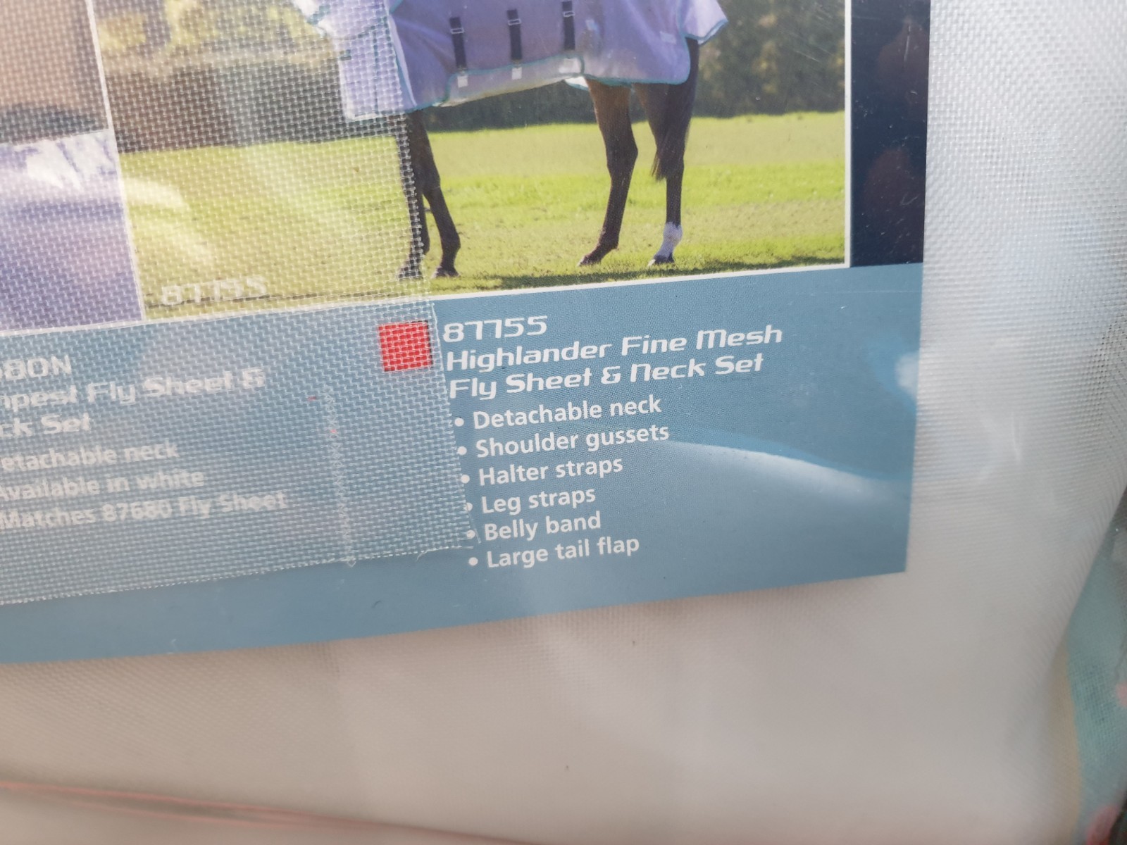 Shires Highlander Fine Mesh Fly Sheet & Neck Set - 72" 6 ft - White & Teal