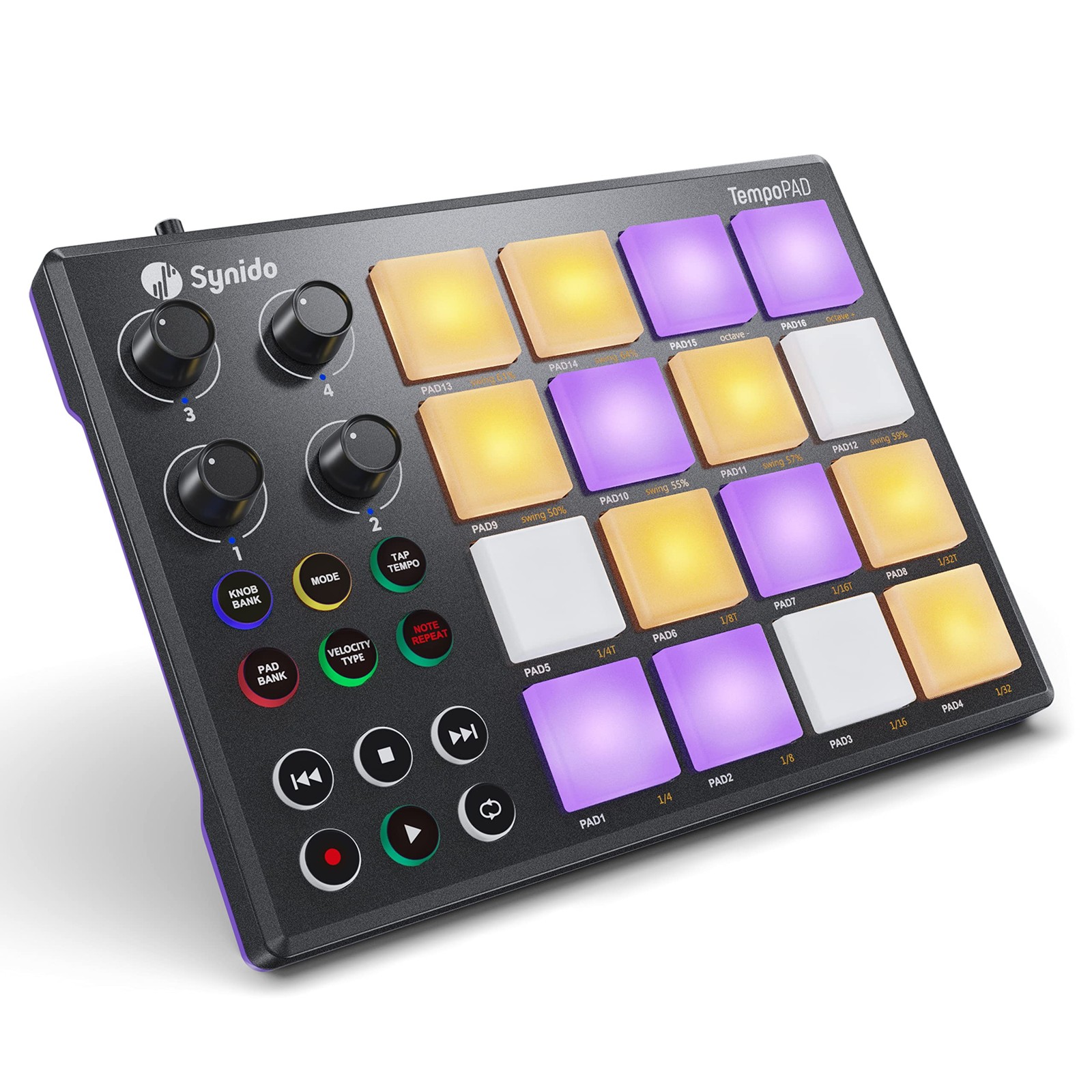 Synido MIDI Beat Pad Controller, 16 RGB Backlit Drum Pads Beat Maker | Equipp...