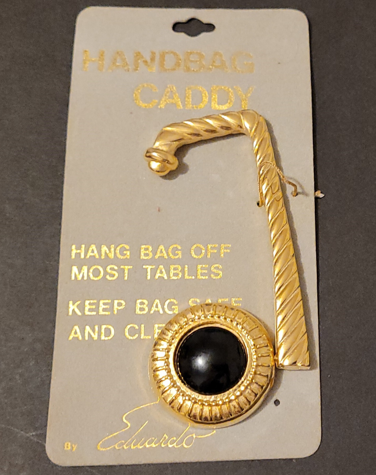 Handbag Purse Caddy by Eduardo Gold Tone Hangs Off Most Tables