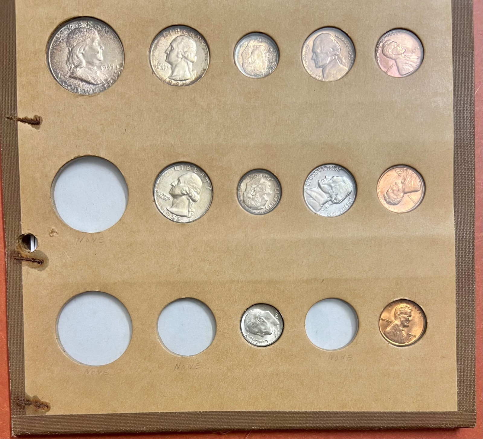 1955 SILVER P D S U.S. MINT SET UNCIRCULATED AMAZING TONING 11 COINS TOTAL