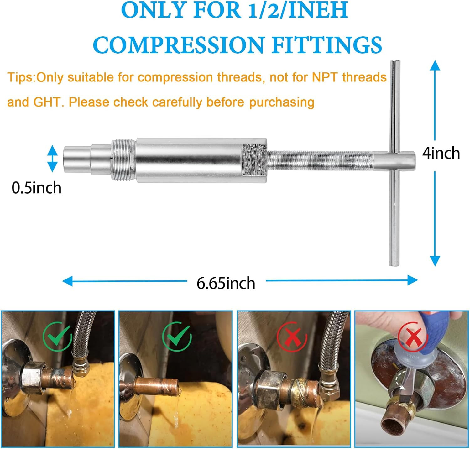 Compression Sleeve Puller 03943 Ferrule Remover for 1/2" Copper Pipe Fittings
