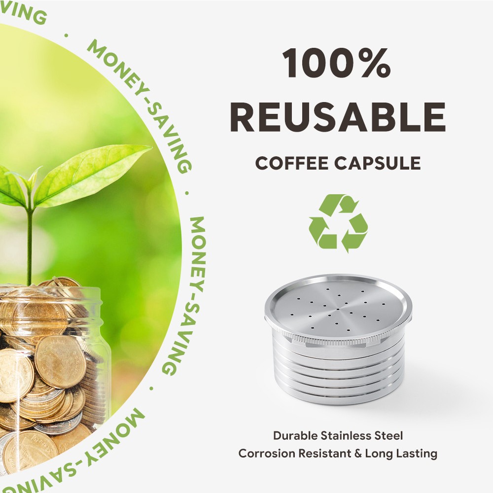 For Essse Coffee Maker Refillable Capsule Coffee Filter Reusable w/ Spoon Brush