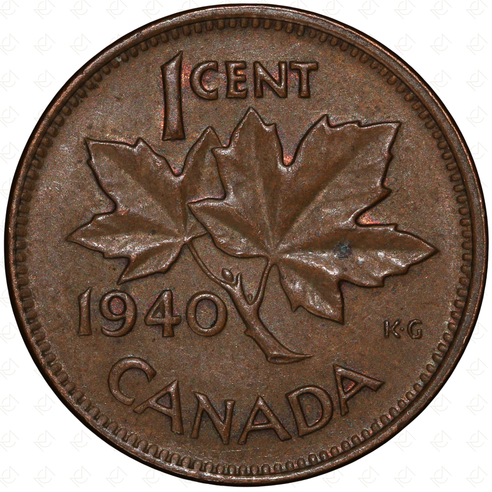 1940 Canada George VI 1 Cent Coin – Bronze