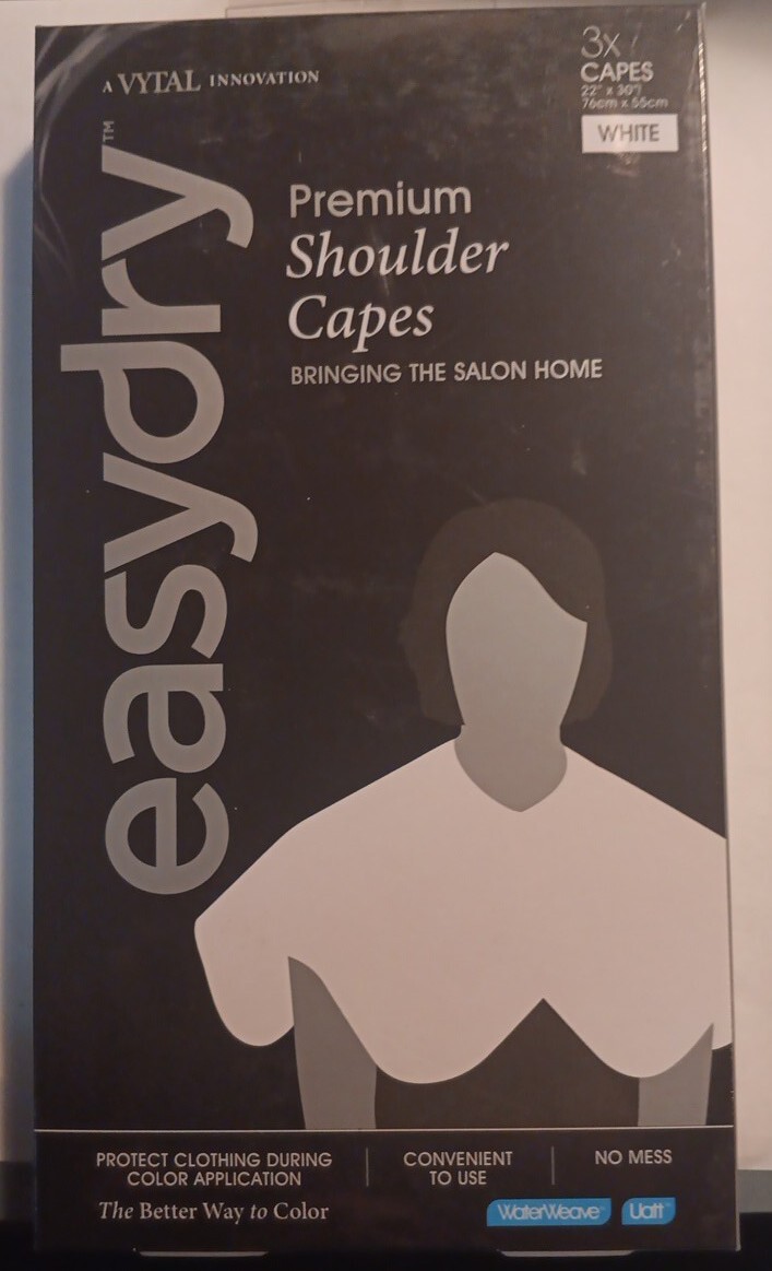 New easydry 3pc White Premium Shoulder Capes 22"x 30" for In-Home Hair Coloring