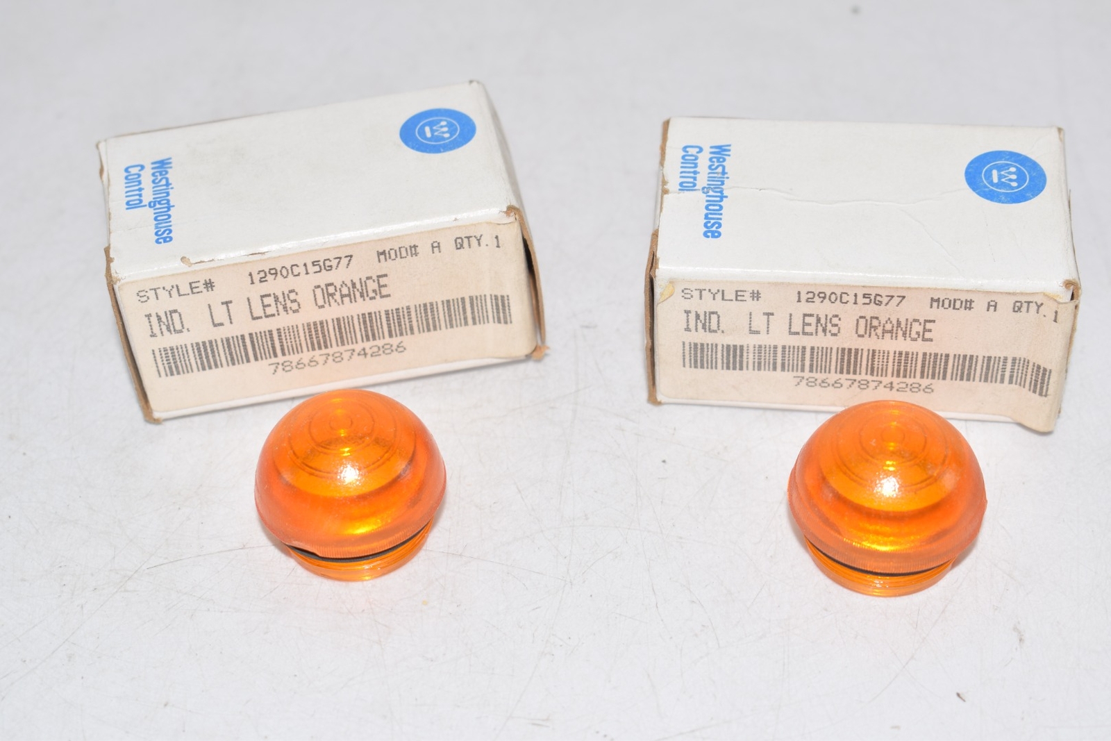 Lot of 2 NEW Westinghouse 1290C15G77 Model A Indicating Light Lens Orange