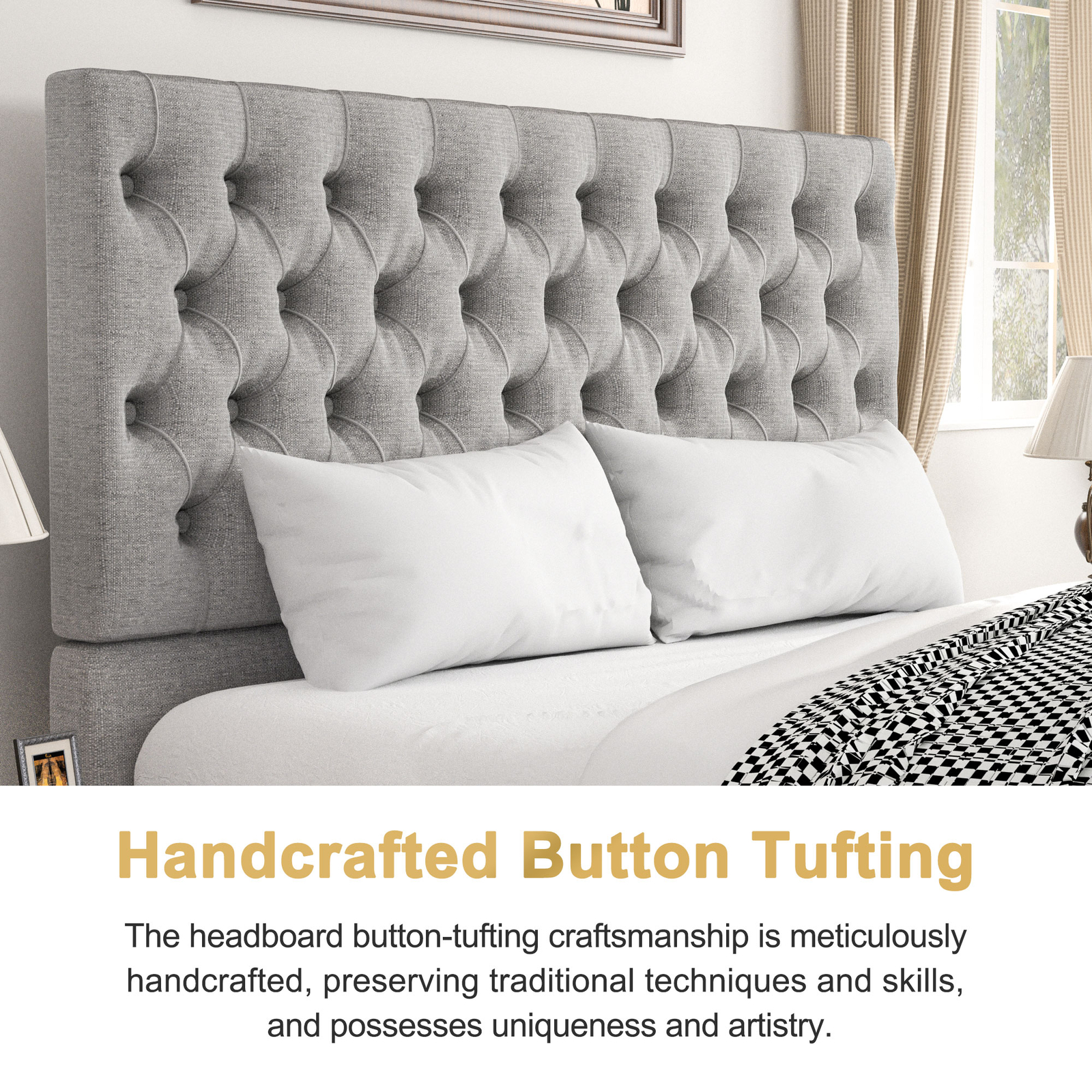 Modern Queen Size Upholstered Tufted Bed 83.46'' L X 60.23'&a BBT