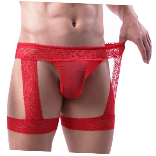 Men's Underwear For Men Sexy Lingerie Sexy G-string Underwear Sheer Deep Red