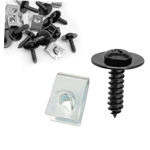 10Sets Fender Liner Splash Shield Wheelhouse Liner Screw U Nut Kit, Compatible