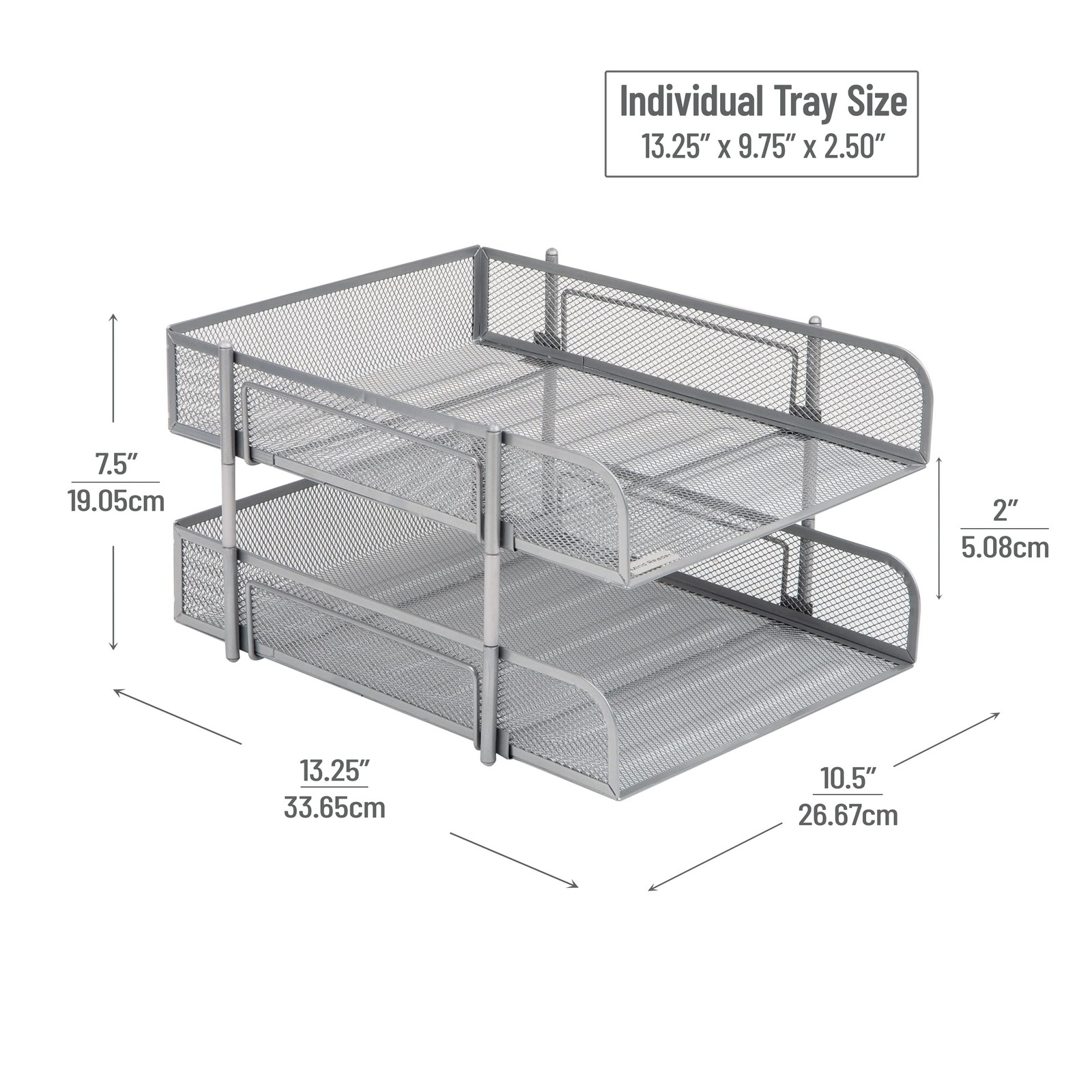 Stackable Paper Tray, Desktop Organizer, File Storage, Office, Metal Mesh, 2 ...
