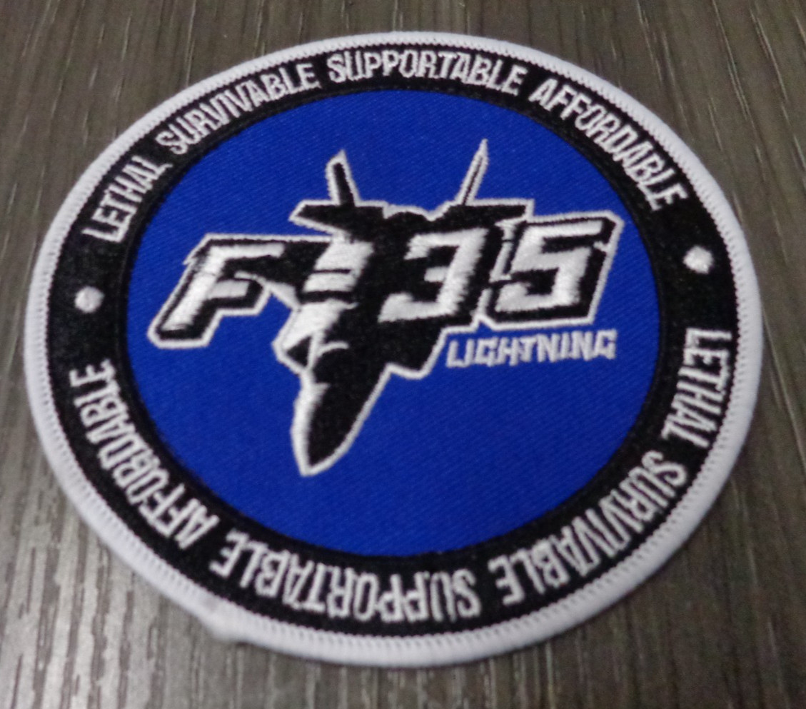 Embroidered Military Patch Joint Strike Fighter Stealth F-35 Lightning DARK BLUE