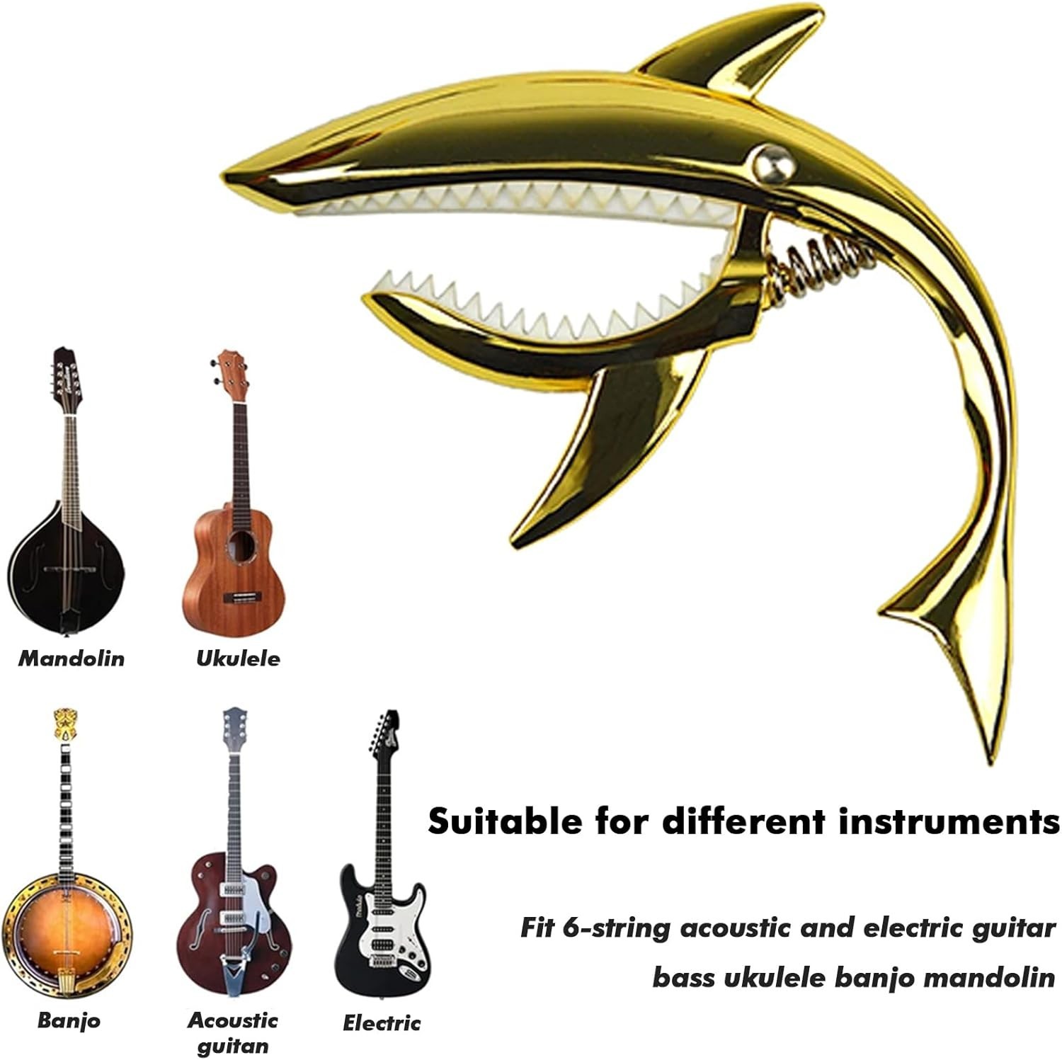 Zinc Alloy Guitar Shark Capo for Acoustic and Electric Guitar