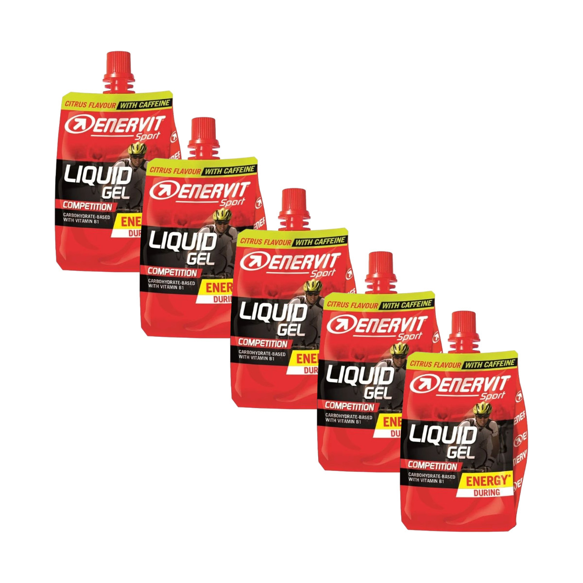 5x Enervit Sport Liquid Gel Caffeine Citrus 60ml Energy Gel Running Cycling