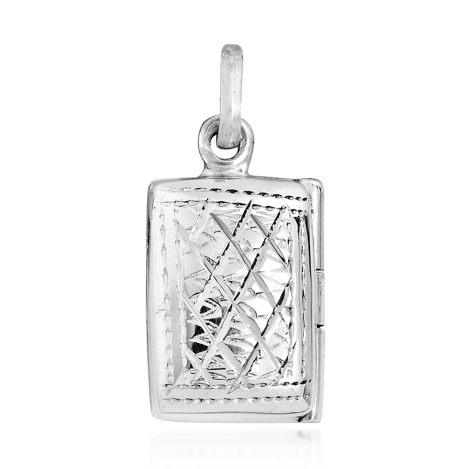 Edged Design Rectangle Locket .925 Sterling Silver Pendant | Delicate Sterling S