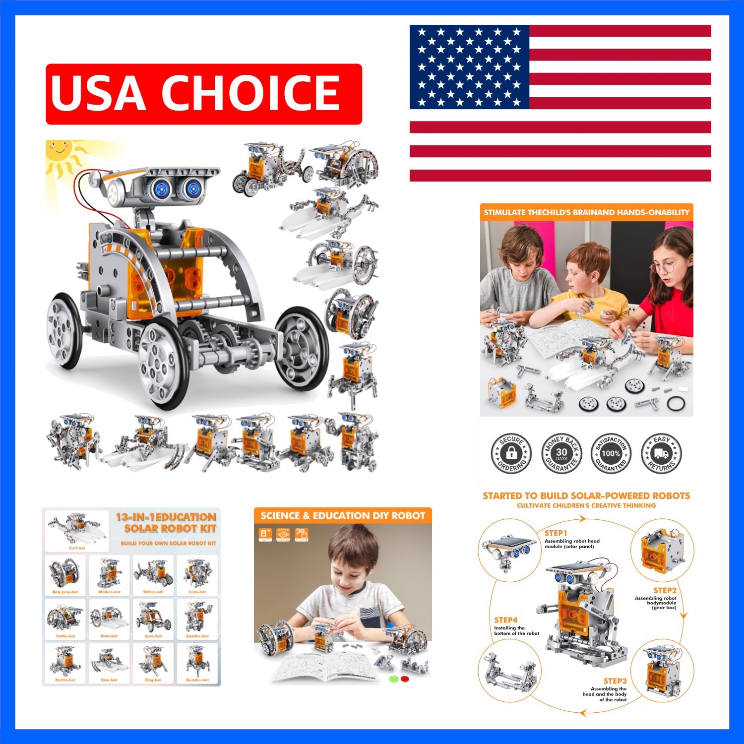 STEM 13-in-1 Education Solar Power Robots Toys for Boys Age 8+, Educational T...