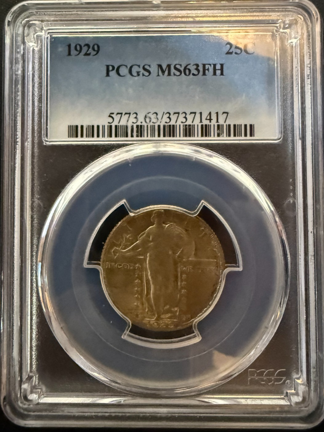 1929 STANDING LIBERTY SILVER QUARTER PCGS MS63FH