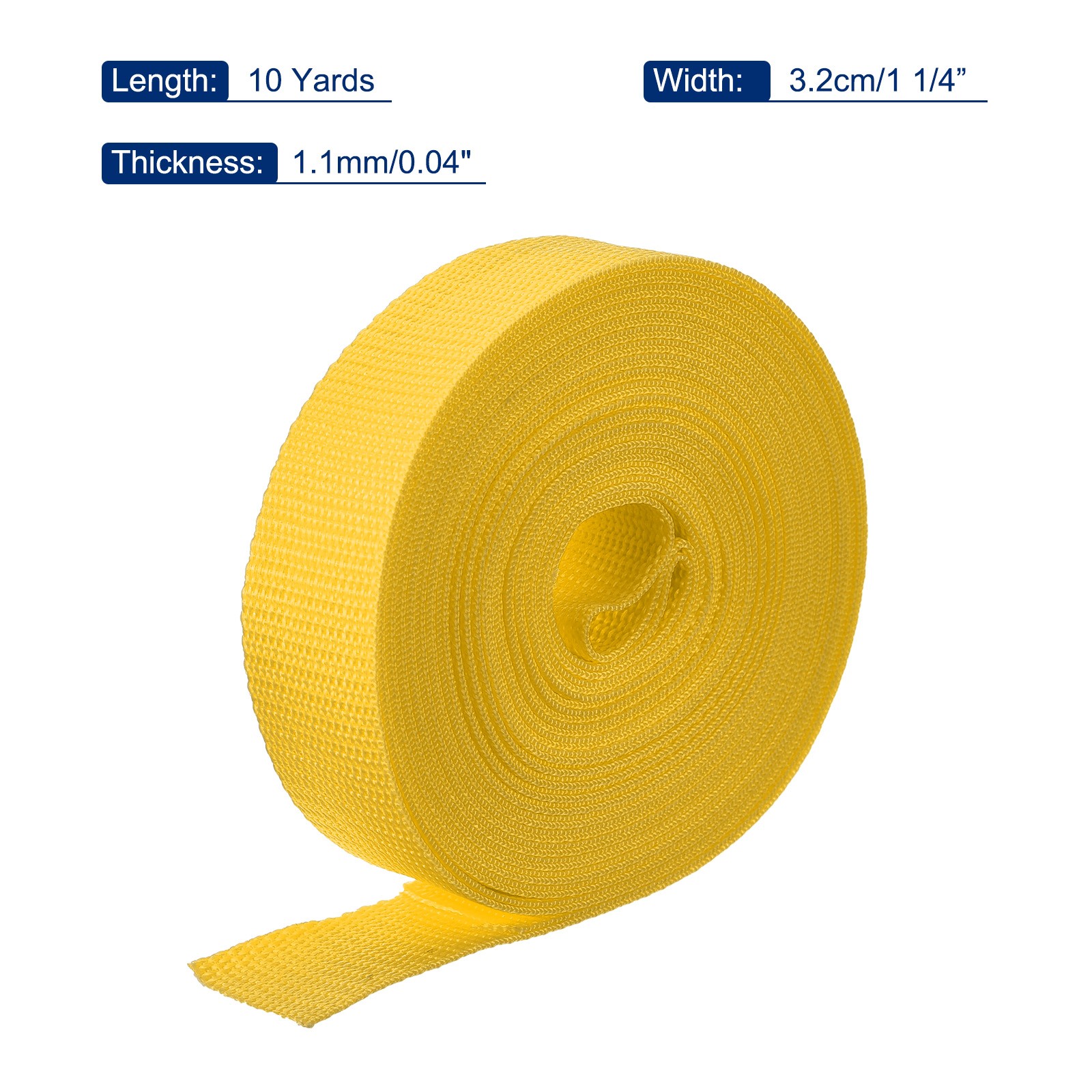 Lightweight Polypropylene Webbing Strap 1 1/4" 10 Yard Backpack Dark Yellow