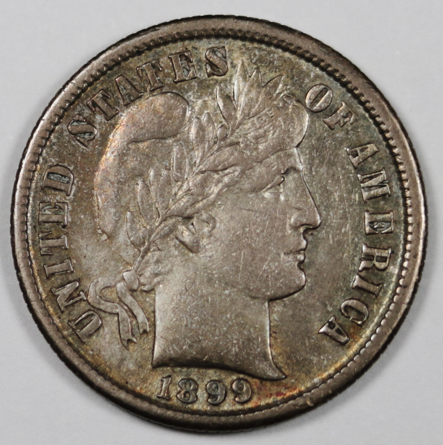 1899 Barber Dime.  Pretty Album Toning.  AU.  196878