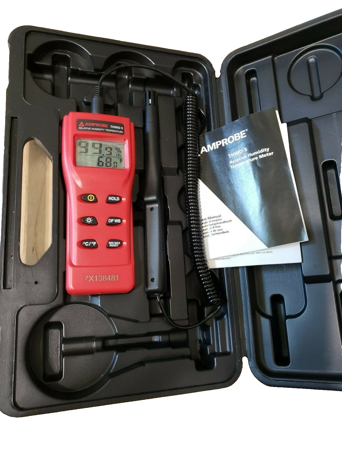 Amprobe THWD-5 / THWD5 Relative Humidity & Temperature Meter w/ Flexible Probe