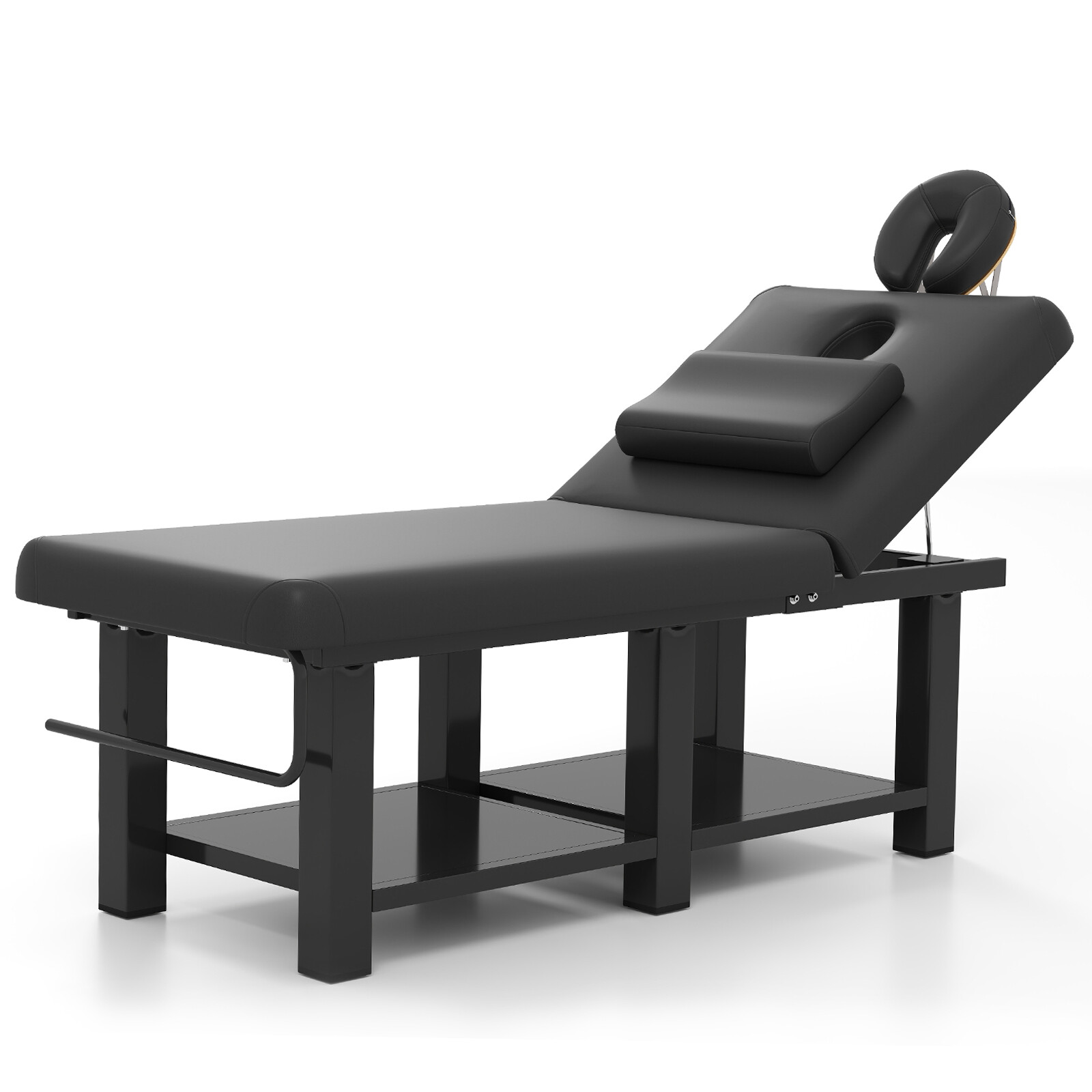 Black Heavy Duty Massage Table Adjustable Backrest Spa Tattoo Salon Beauty Bed