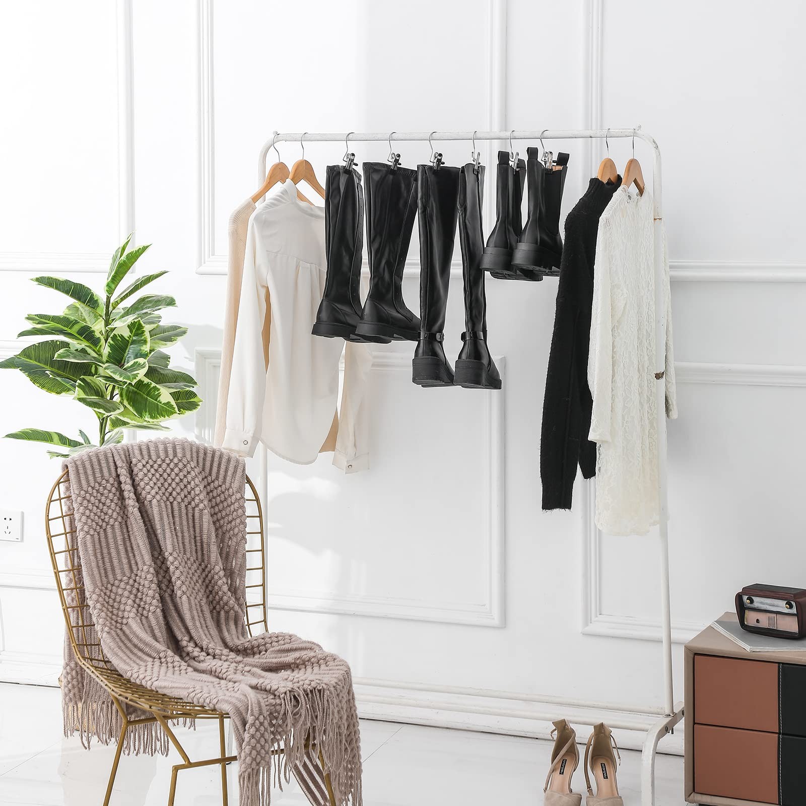 Frezon 15-Pack Boot Legging Hangers - Space-Saving Closet Clips Black