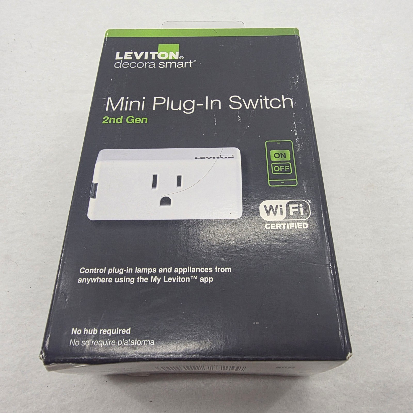 Leviton Decora Smart Mini Plug-In Switch 2nd Gen Wi-Fi White Alexa Google