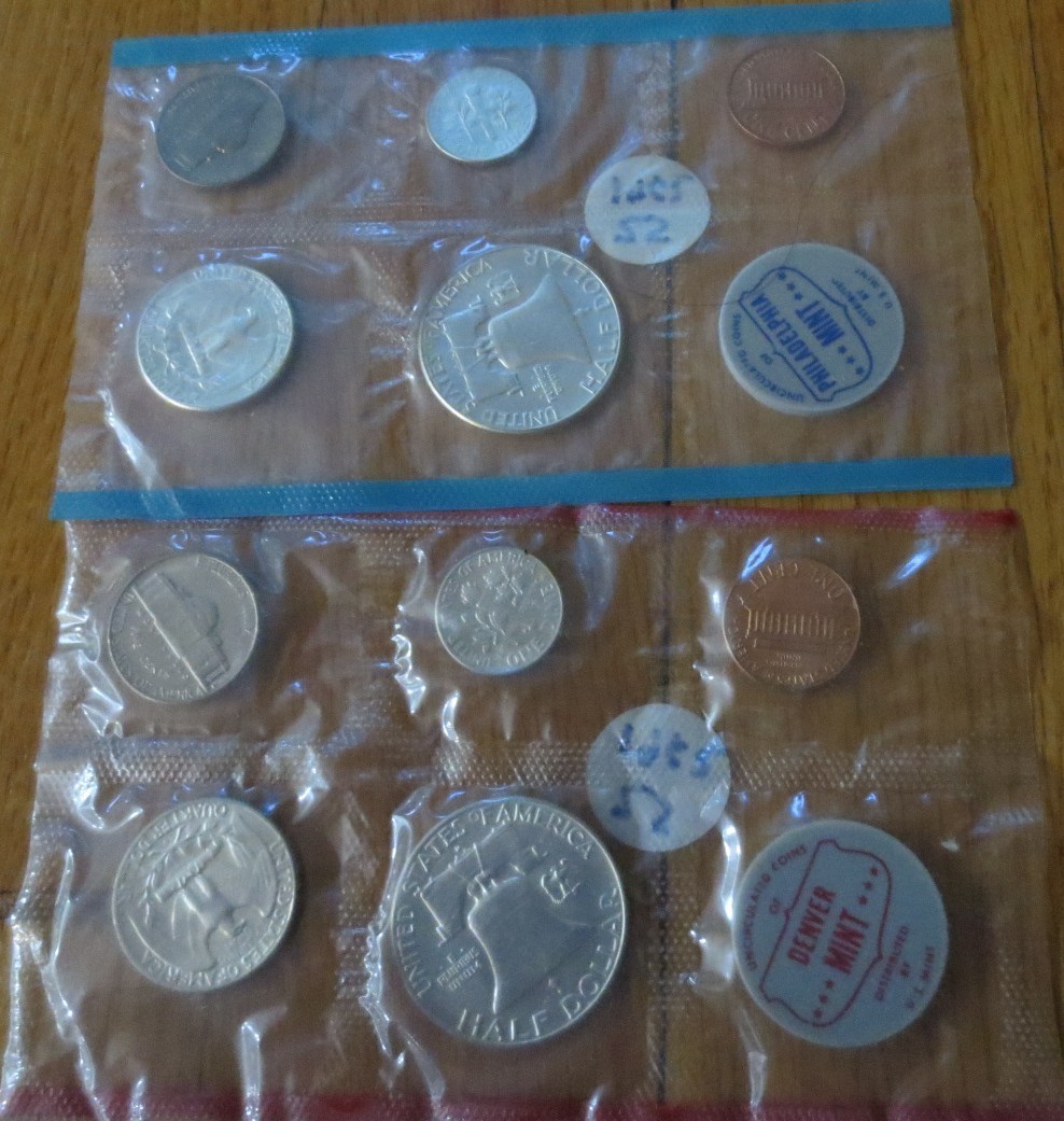 1962 Silver Mint Sets P & D Uncirculated 6 Coins 90% Silver US Mint as Shown #25
