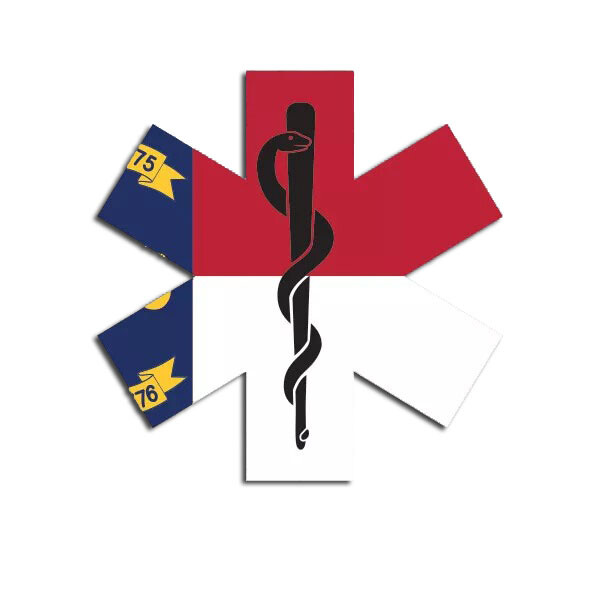 North Carolina State Shaped EMT Flag Sticker Decal