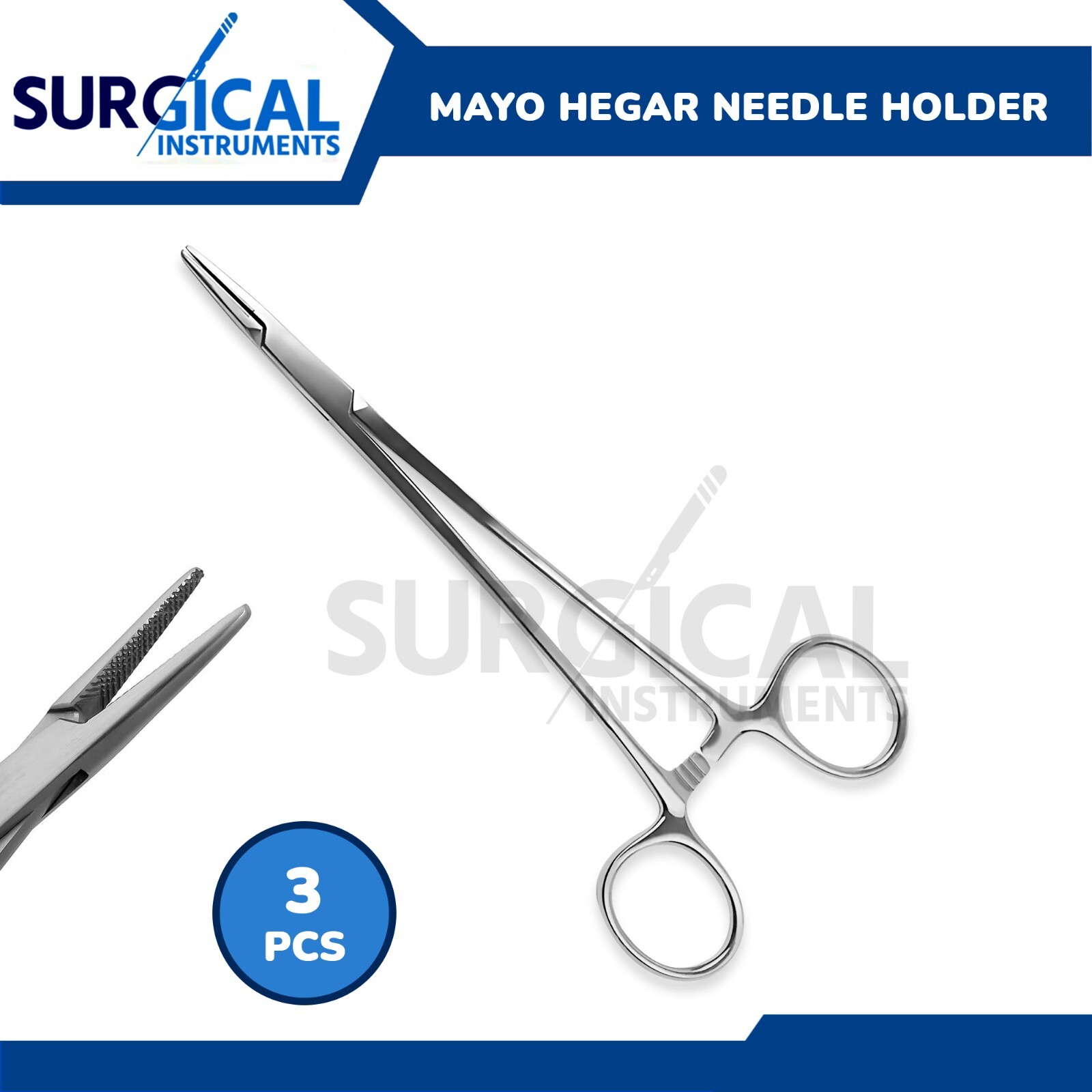 3 Pcs Mayo Hegar Needle Holder 8" Set Surgical and Dental Instruments German Gr