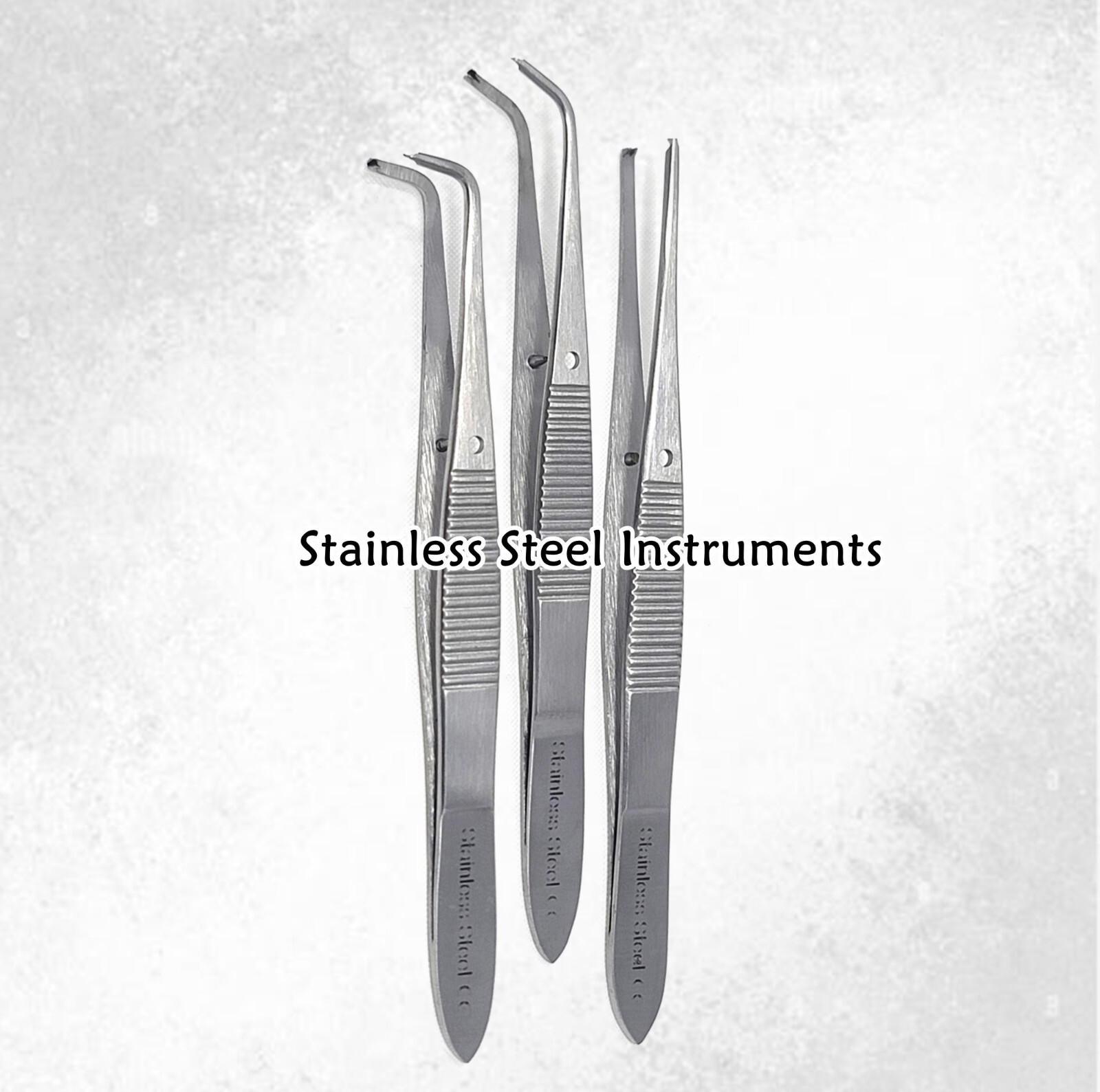 3x IRIS Eye FORCEPS 1x2 Rat Teeth STR + Half Curved + Full Curved 4" Tweezers