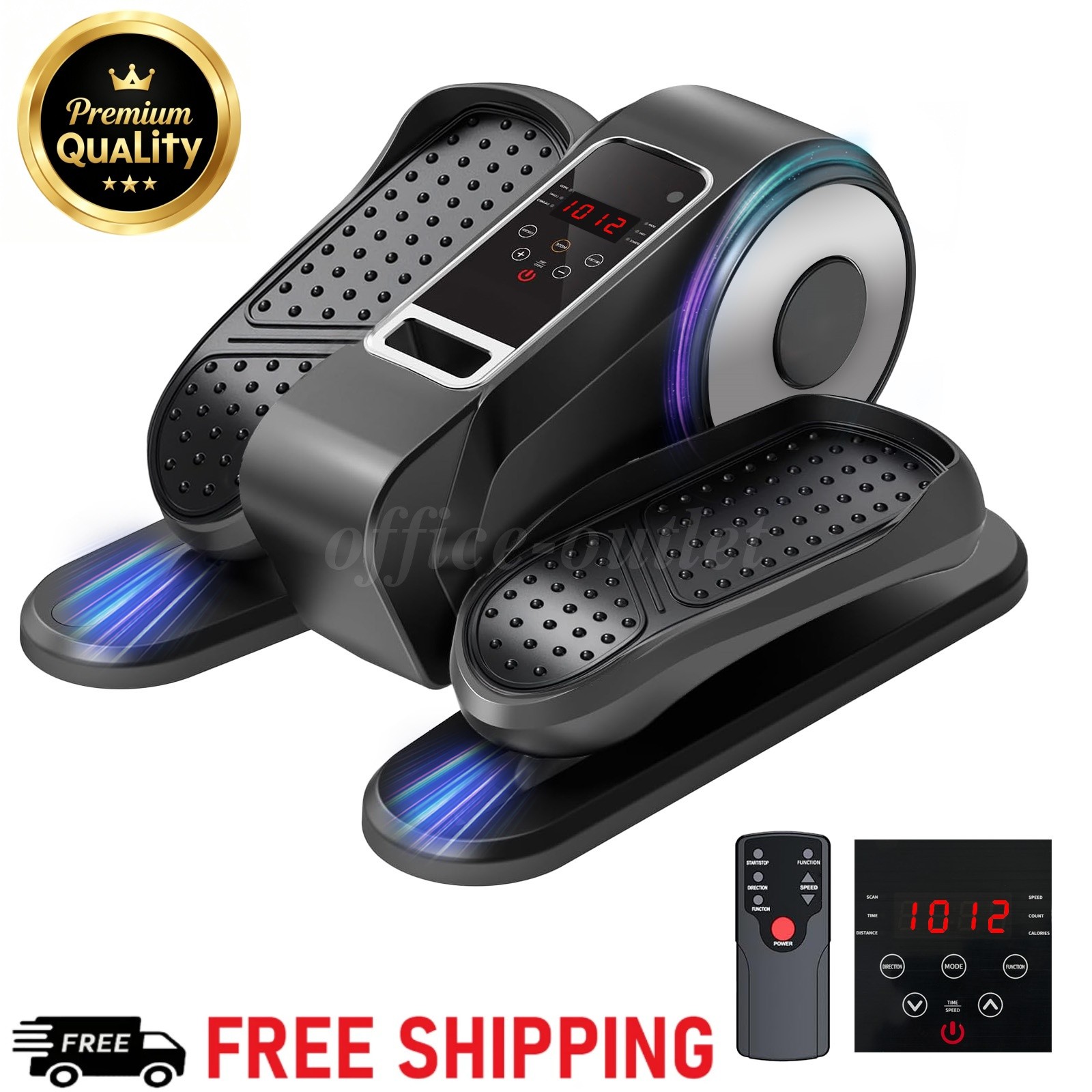 Under Desk Elliptical Machine Leg Exerciser For Home With Remote Control, Black