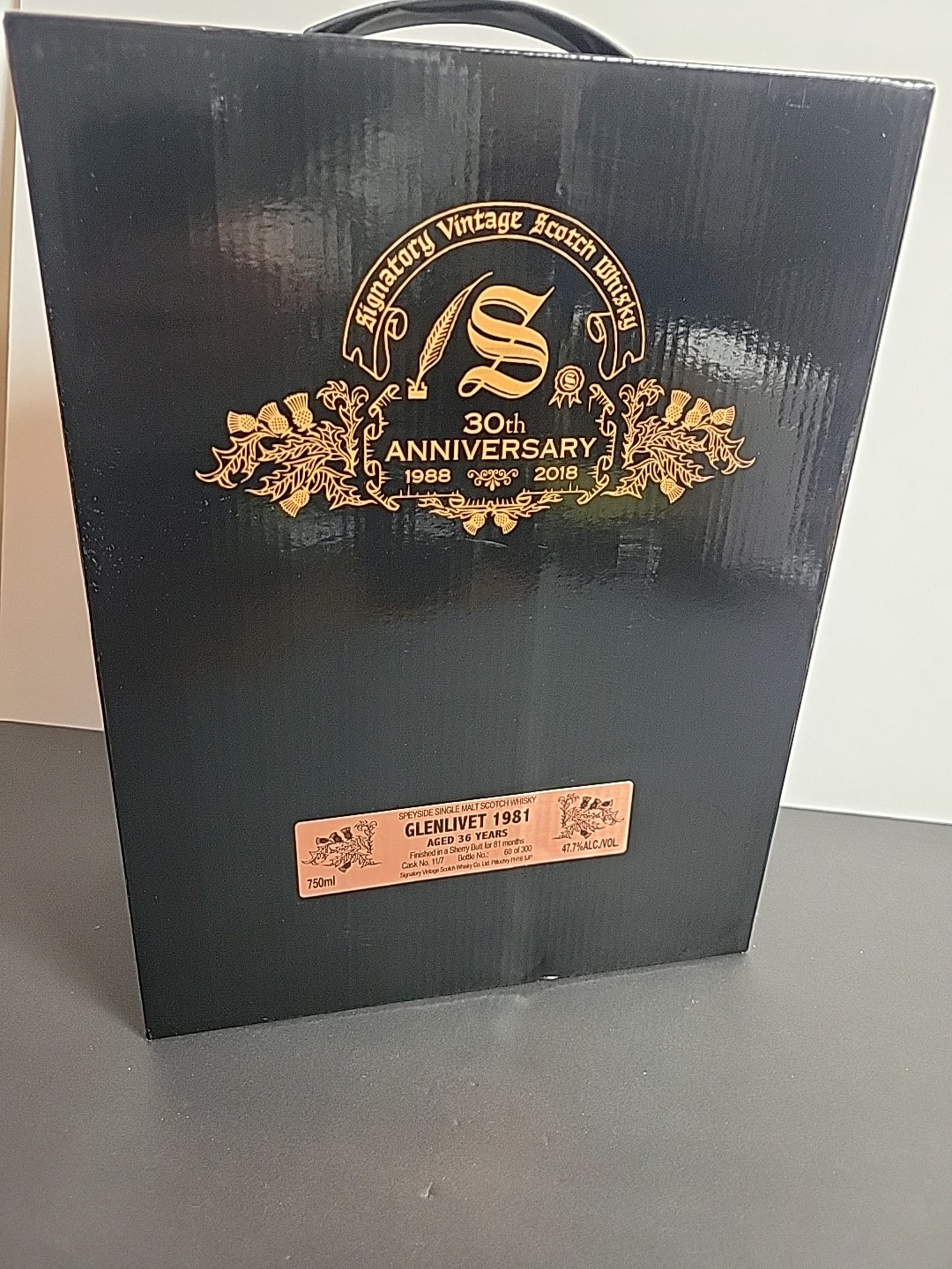 GLENLIVET 1981 36 Year Signatory 30th Anniversary 88-2018 Empty Display Case Box