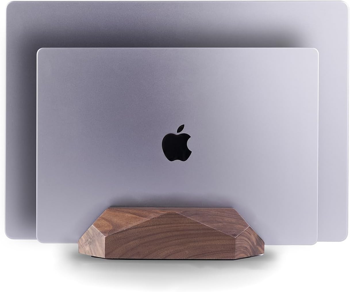 Dual Laptop Holder Vertical Laptop Stand, 2 Slots Macbook Stand Wood,Wooden Lapt