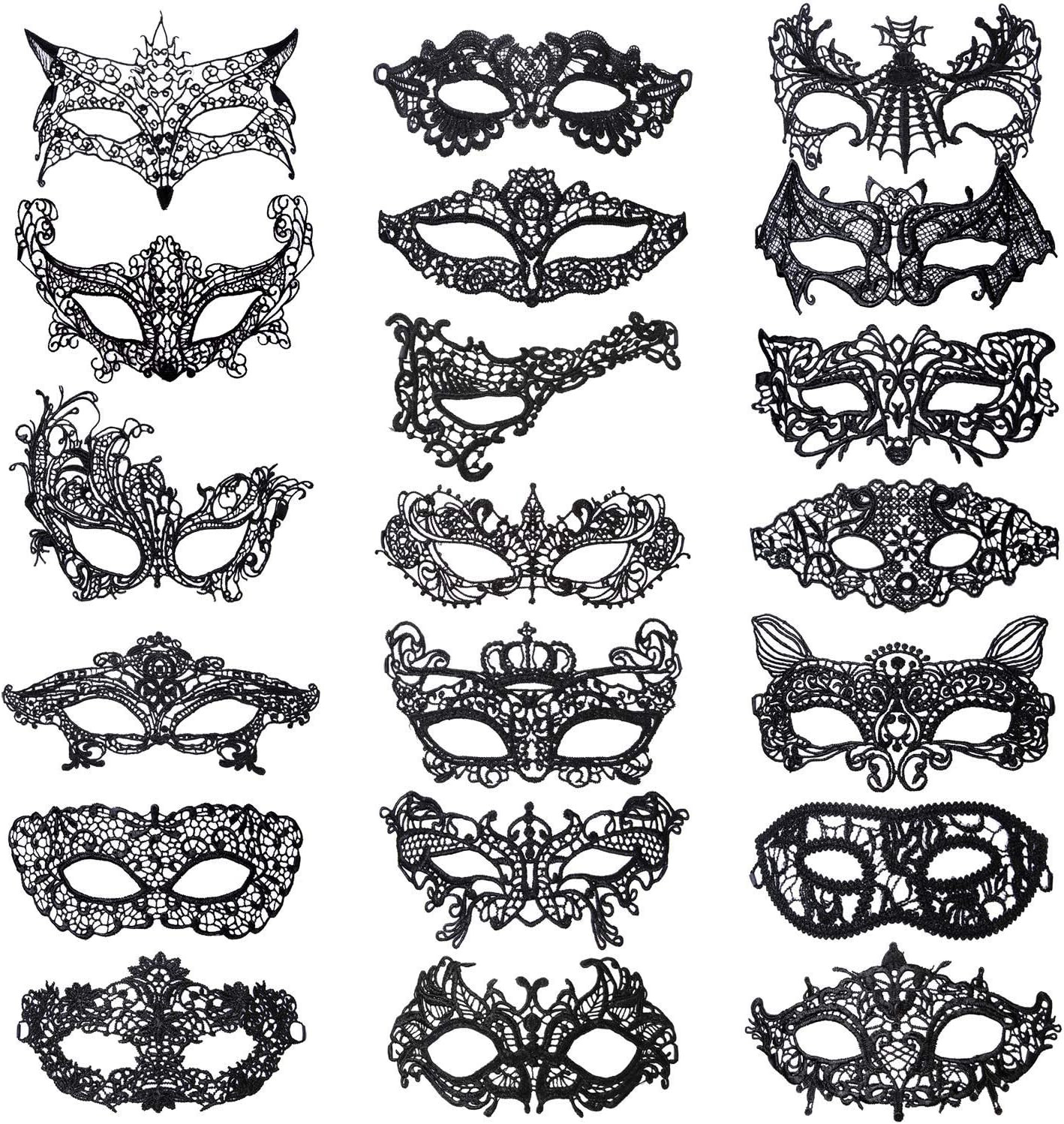 20 Pieces Lace Mask Masquerade Venetian Eyemask Halloween Sexy Woman Lace Mask