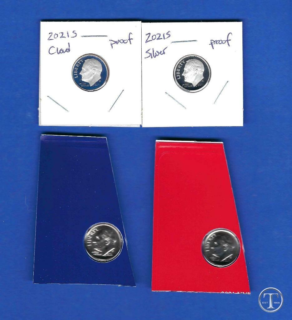 2021 PDSS Dime Set-PD BU Plus Clad and Silver Proof -P D Coins from Mint Set
