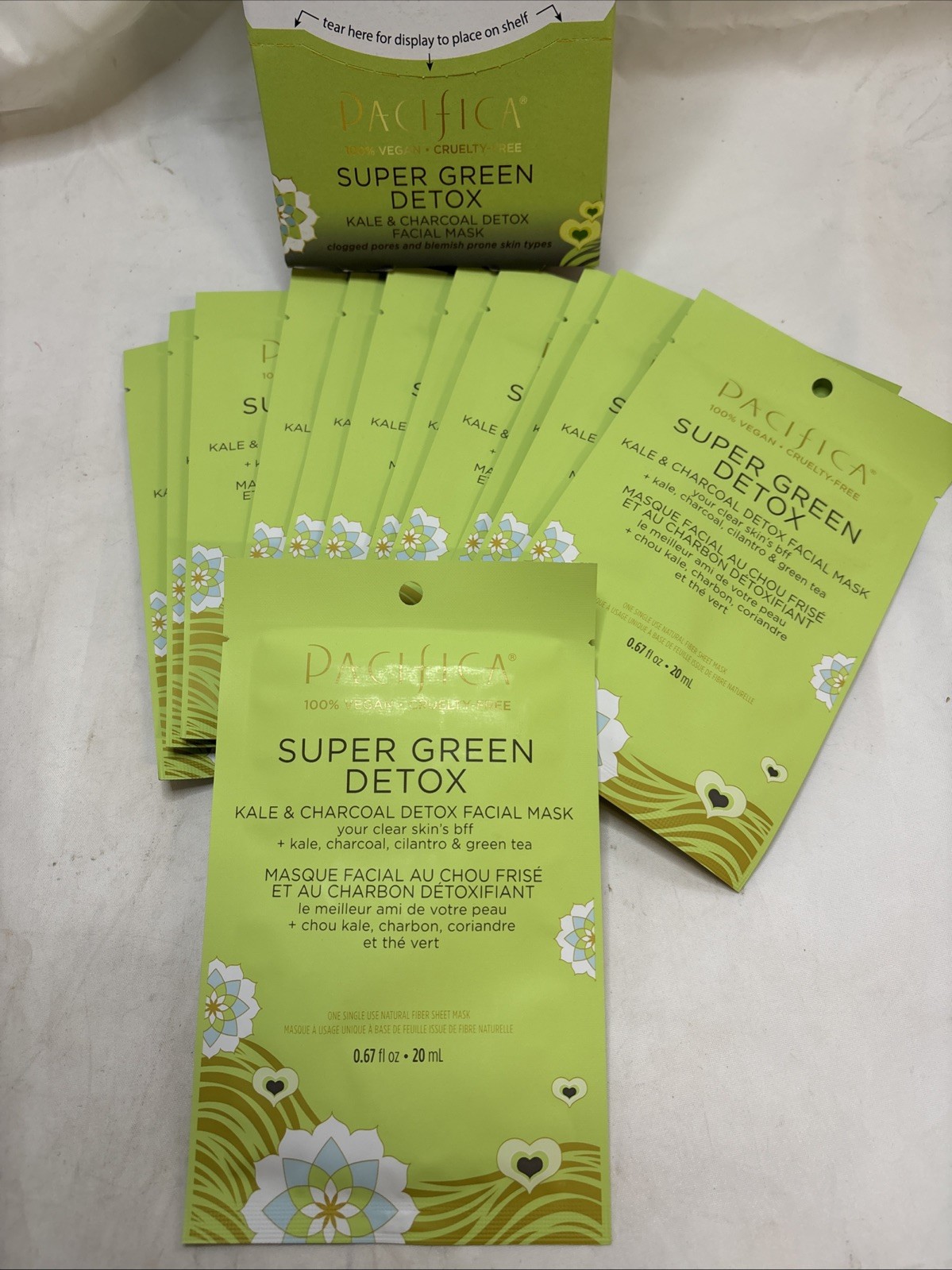 Pacifica Super Green Detox Kale & Charcoal Sheet Masks Made in Korea Lot of 12!