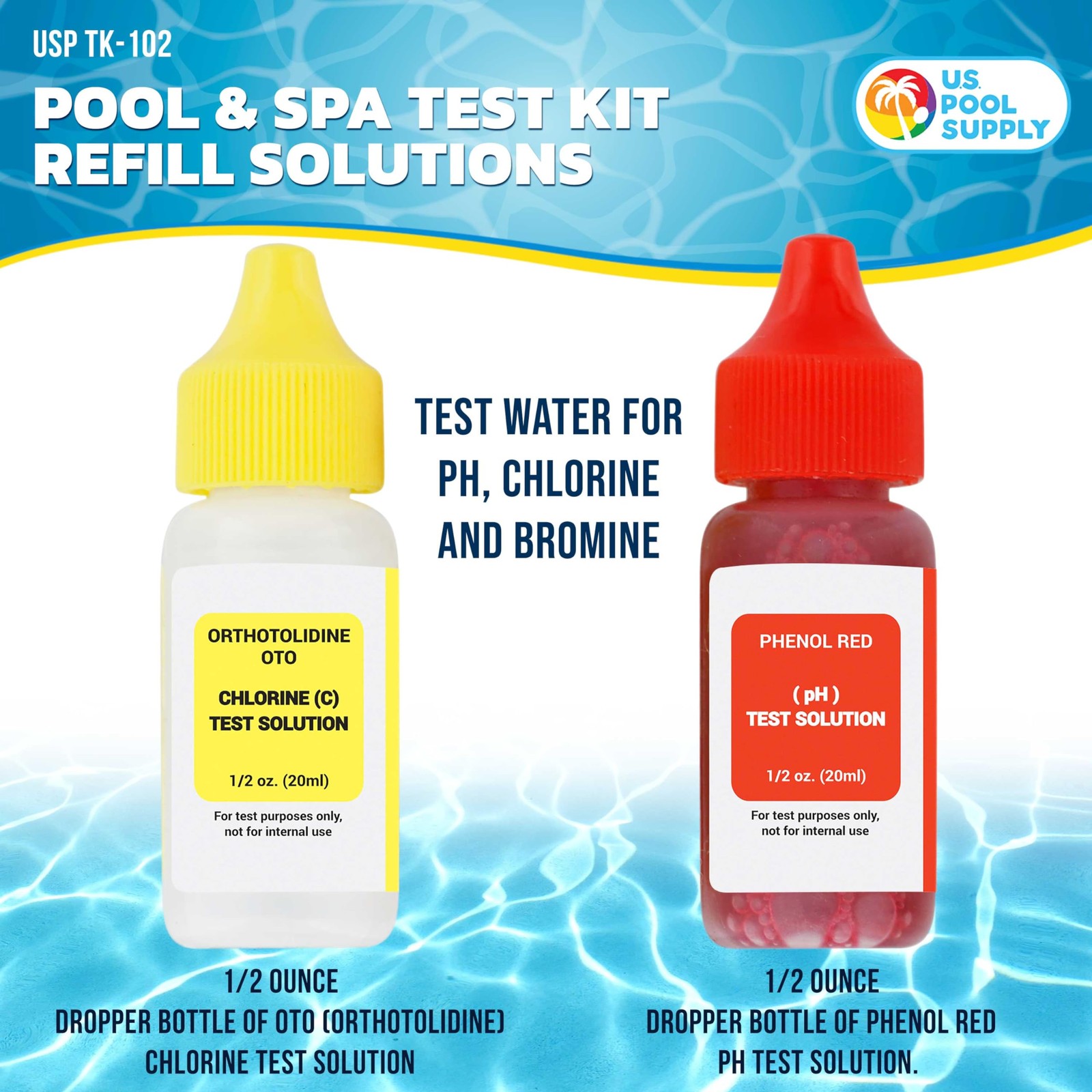 U.S. Pool Supply Swimming & Spa Test Kit Refill 2-Bottle