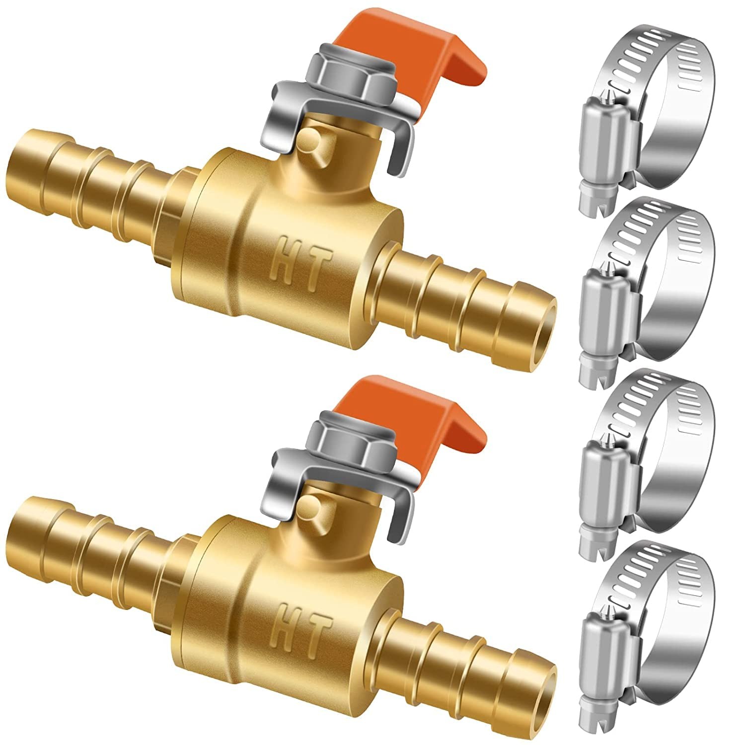 3/8 inch brass mini shut off ball barb valve for water fuel hose gas Inch
