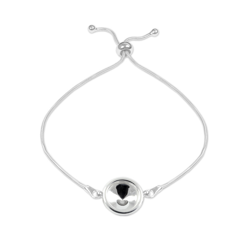 Sterling Silver Adjustable Bracelet Base for Gluing Rivoli Shape 10mm Crystals