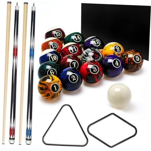 20 Pcs Pool Ball Billiard Accessories with 16 Ball 2 Pool Cues Stick 2 Frame