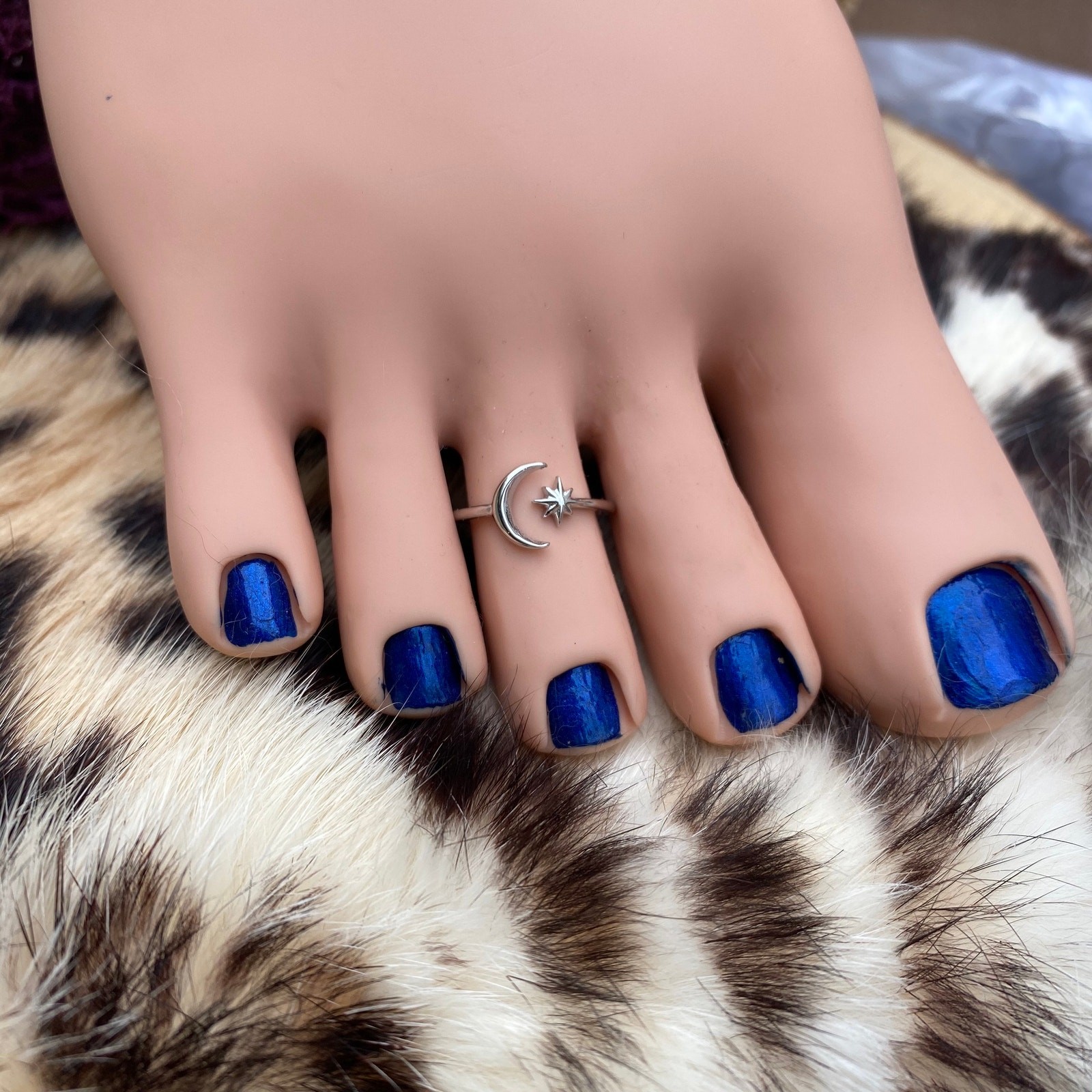 Moon and Star Sterling Silver Toe Ring