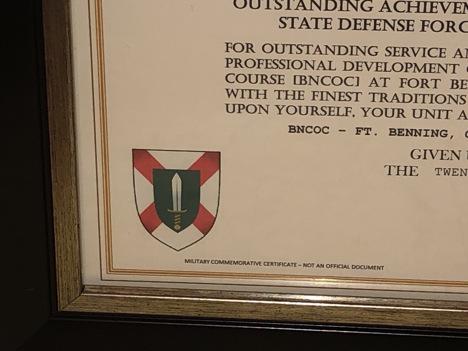 ALABAMA DEFENSE FORCE PROFESSIONAL DEVELOPMENT COMMEMORATIVE RIBBON CERTIFICATE