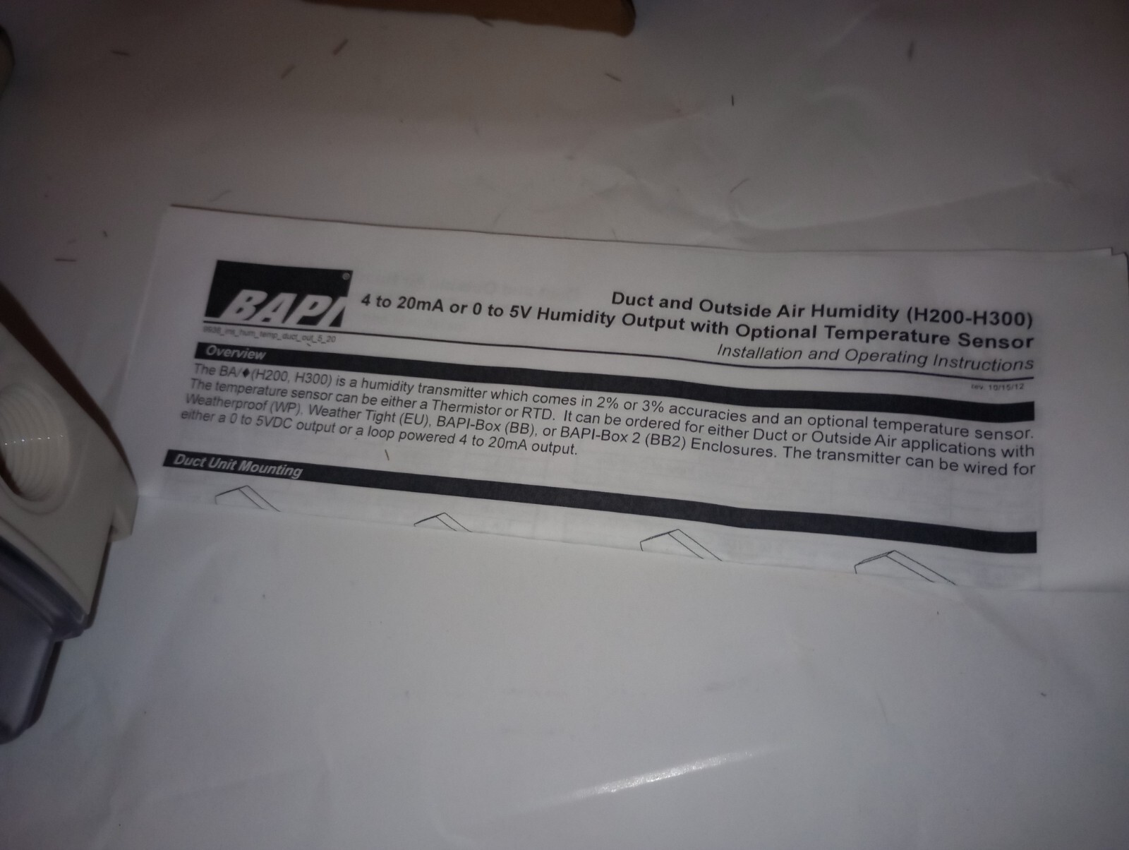 NEW GENUINE AUTOMATED LOGIC BAPI ALC/H200-D-BB DUCT HUMIDITY SENSOR