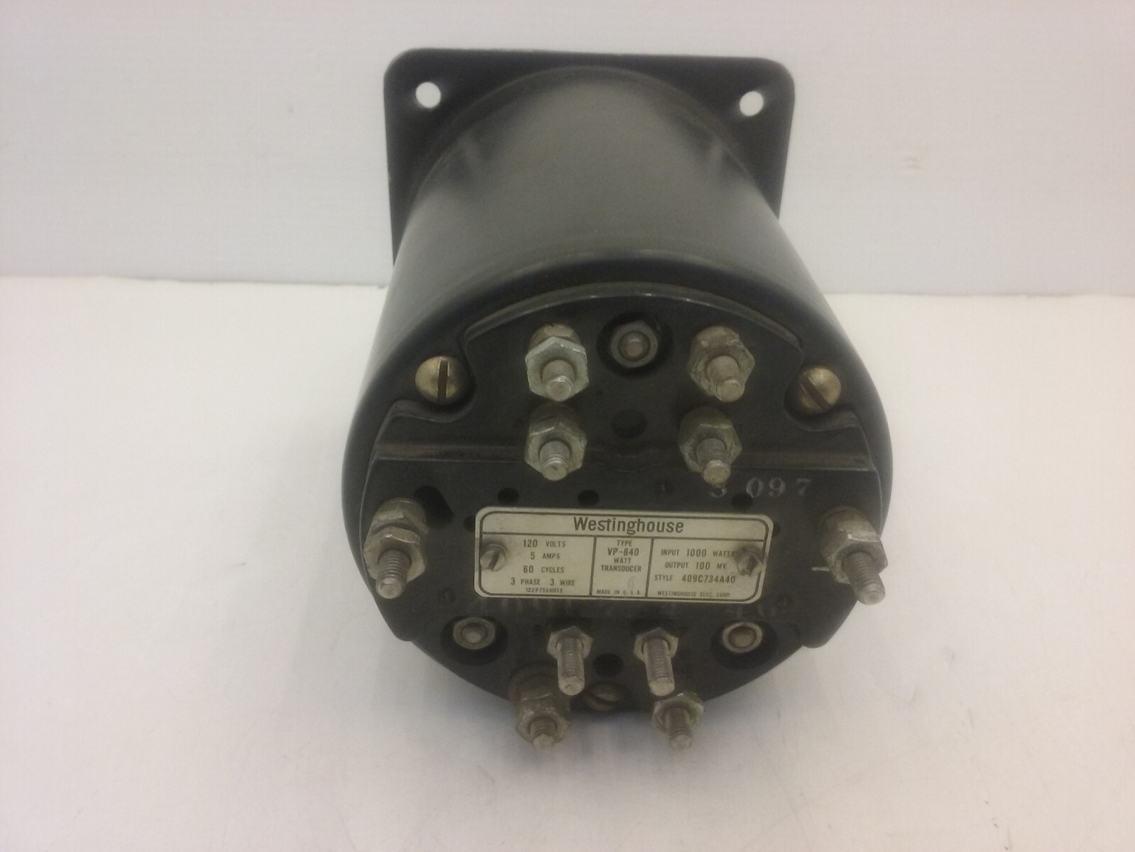 WESTINGHOUSE VP-840 WATT TRANSDUCER RELAY 5A 3PH 100MV 120V-AC 1000W